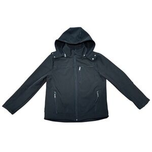 Urban Republic Mens Black Hooded Softshell Jacket Size‎ L